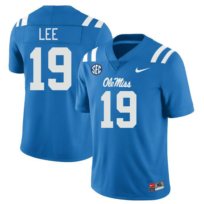 Men #19 Cayden Lee Ole Miss Rebels College Football Jerseys Stitched-Power Blue